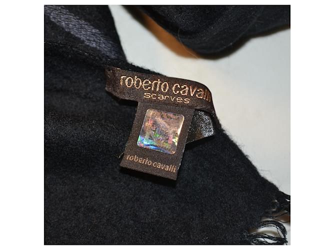 Sciarpa Roberto Cavalli nera in seta e lana Nero - vista 4