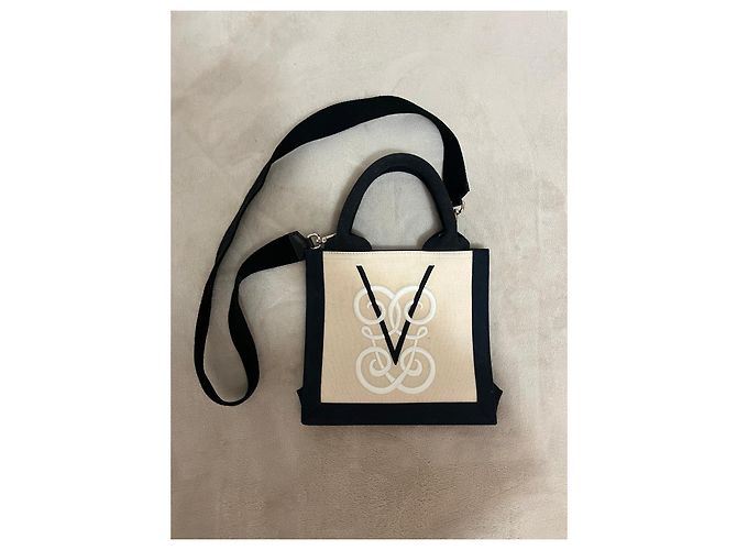 Giambattista Valli Linen Logo Handbag with Crossbody Strap Beige - view 2