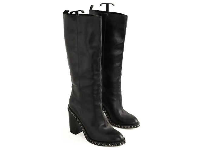 Chanel Botas de cuero negras Negro - vista 3