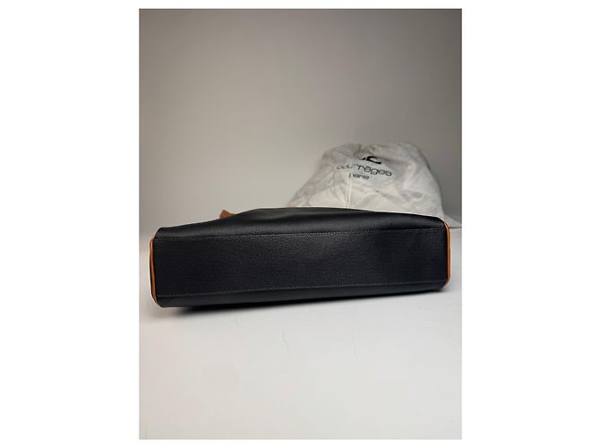 Vintage Courreges Lederhandtasche schwarz und braun - Ansicht 13