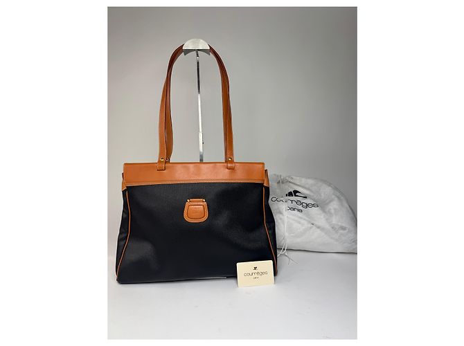 Vintage Courreges Lederhandtasche schwarz und braun - Ansicht 15