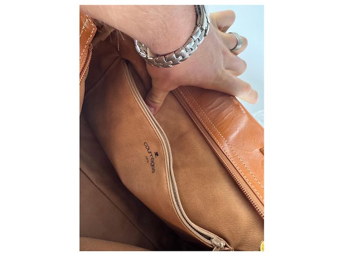 Vintage Courreges Lederhandtasche schwarz und braun - Ansicht 4