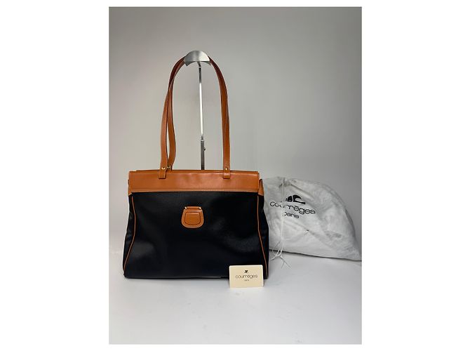 Vintage Courreges Lederhandtasche schwarz und braun - Ansicht 5