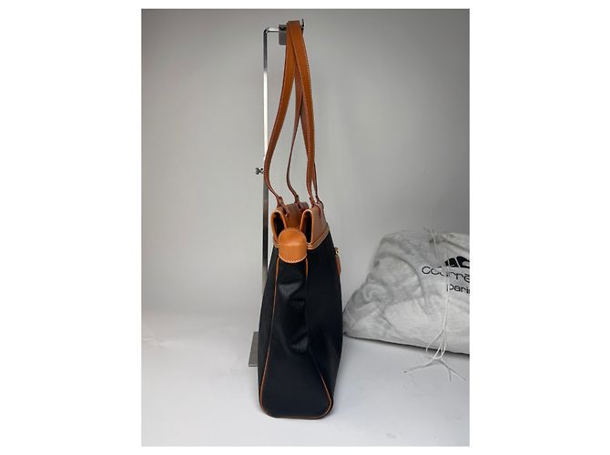 Vintage Courreges Lederhandtasche schwarz und braun - Ansicht 6