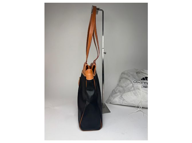 Vintage Courreges Lederhandtasche schwarz und braun - Ansicht 8