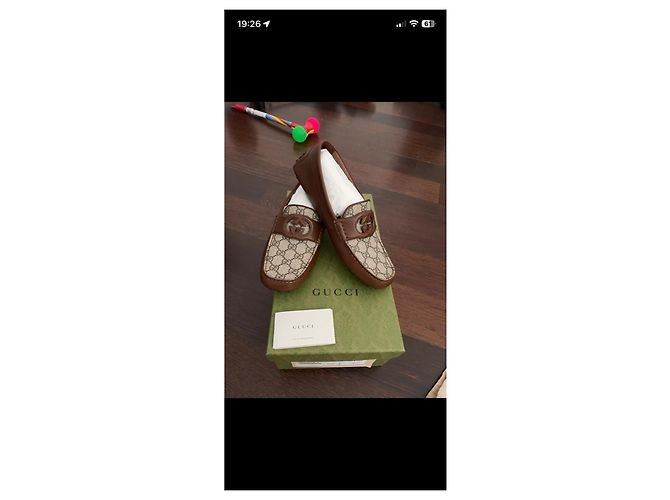 Mocassini Gucci in pelle monogram Marrone - vista 2