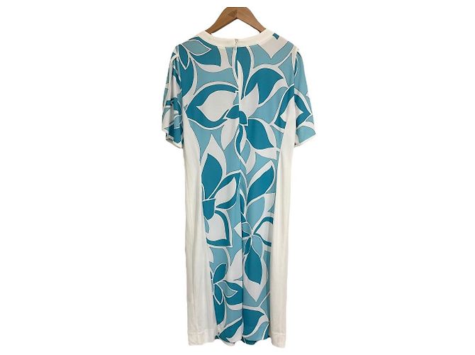 Autre Marque Pierre Cardin Blumendruckkleid Weiß Blau - Ansicht 2