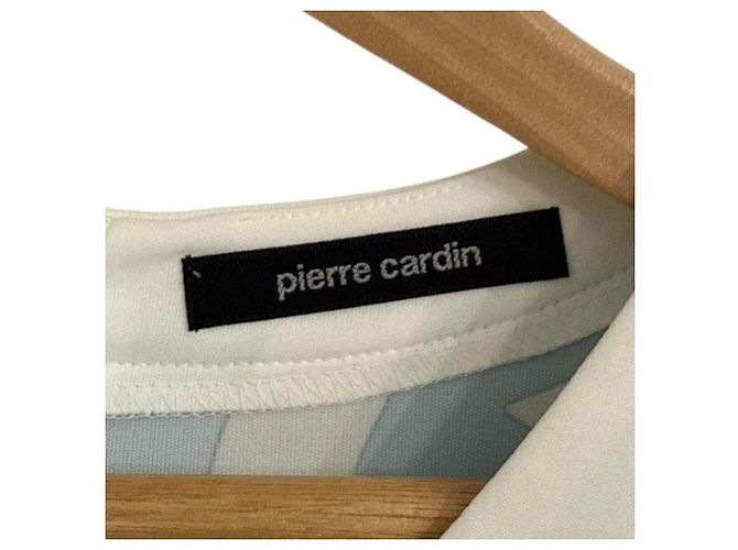 Autre Marque Pierre Cardin Blumendruckkleid Weiß Blau - Ansicht 7