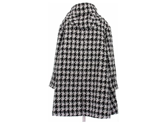 Chanel Houndstooth Wool Coat Black - view 2