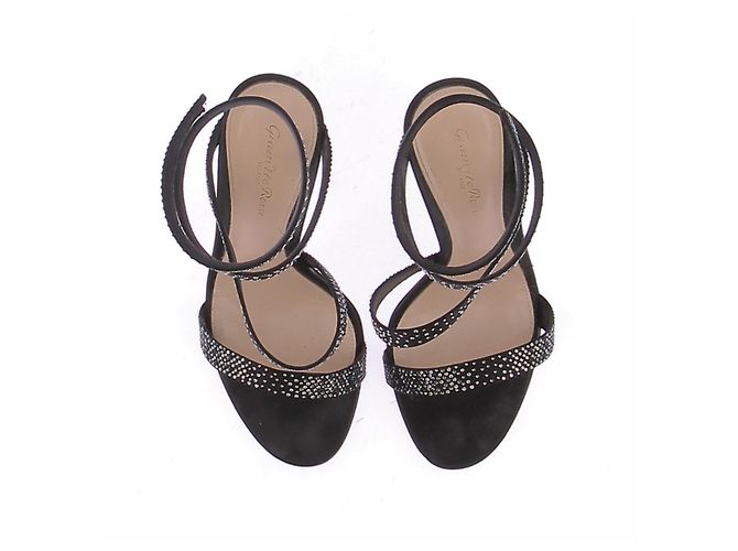 Gianvito Rossi Sandali neri a spirale con paillettes Nero - vista 6