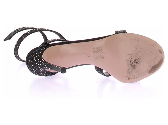 Gianvito Rossi Sandali neri a spirale con paillettes Nero - vista 7