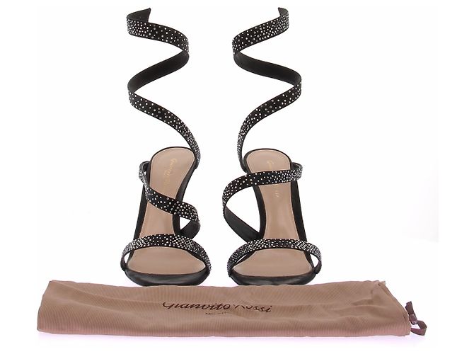 Gianvito Rossi Sandali neri a spirale con paillettes Nero - vista 8
