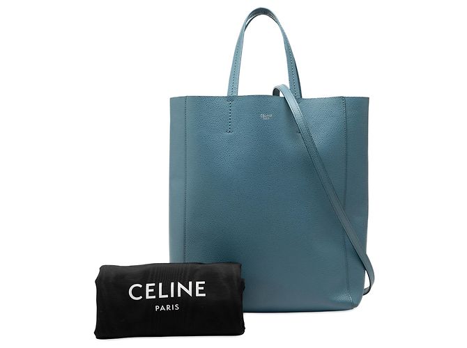 Céline Borsa a mano verticale in pelle di vitello grana blu Celine piccola Blu navy - vista 8