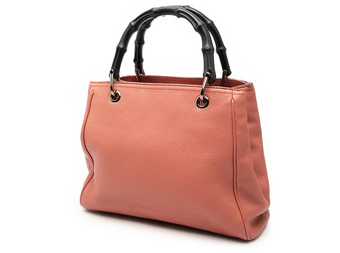Bamboo Borsa shopper piccola in pelle di vitello rosa Gucci con bambù - vista 2
