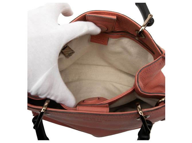 Bamboo Borsa shopper piccola in pelle di vitello rosa Gucci con bambù - vista 4