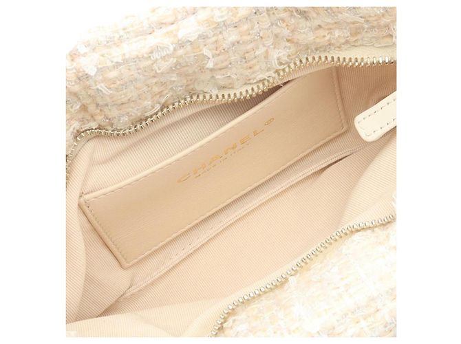 Chanel Weiß Mini CC Tweed Bogen Handtasche Roh - Ansicht 3