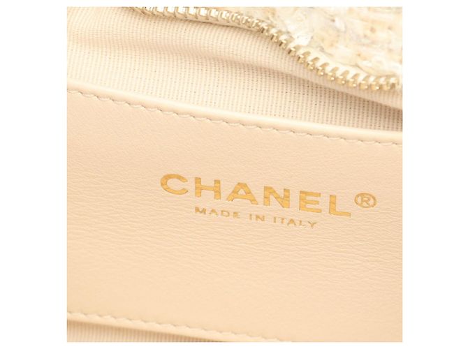 Chanel Weiß Mini CC Tweed Bogen Handtasche Roh - Ansicht 4