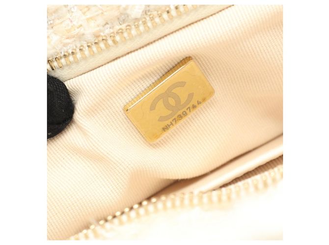 Chanel Weiß Mini CC Tweed Bogen Handtasche Roh - Ansicht 5