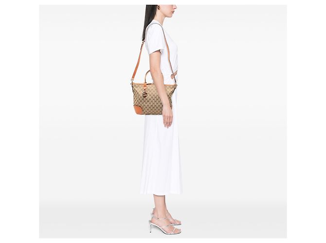 Borsa Gucci Beige GG Canvas Heart Bit - vista 7