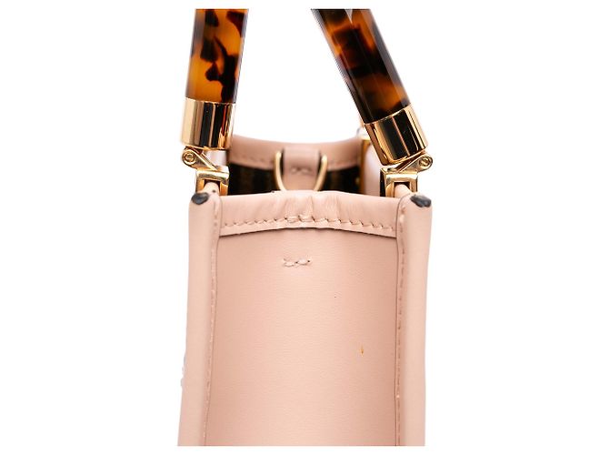 Fendi Mini Borsa Sunshine Shopper in Pelle Rosa - vista 10