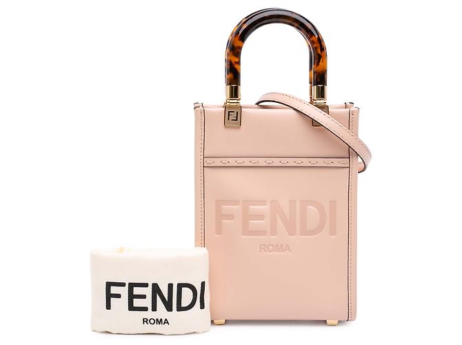 Fendi Mini Borsa Sunshine Shopper in Pelle Rosa - vista 12
