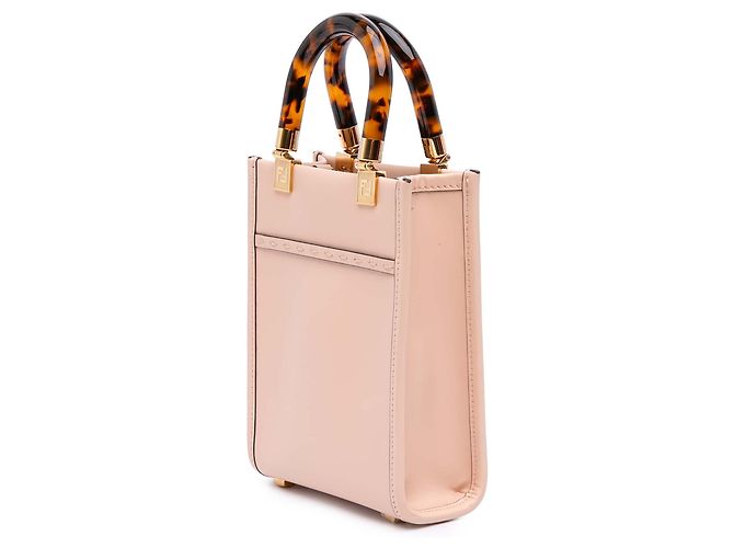 Fendi Mini Borsa Sunshine Shopper in Pelle Rosa - vista 2