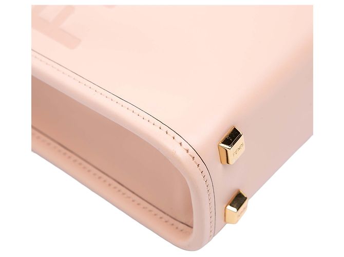 Fendi Mini Borsa Sunshine Shopper in Pelle Rosa - vista 8