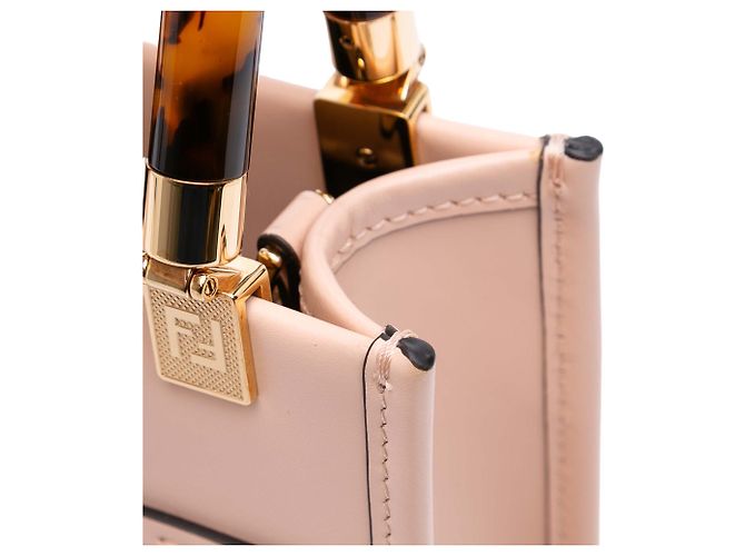 Fendi Mini Borsa Sunshine Shopper in Pelle Rosa - vista 9