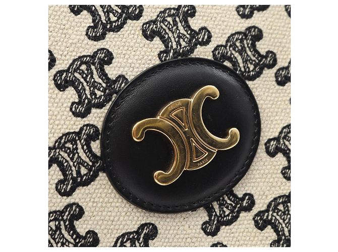 Céline Borsa tote verticale piccola in tela Triomphe bianca di Celine Bianco - vista 6