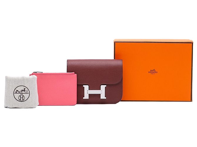 Hermès Red Clemence Constance Slim Wallet - view 12