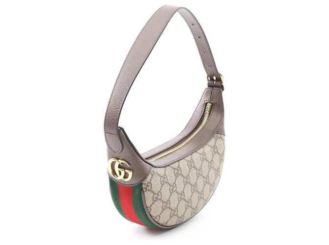 Bolso de Hombro Gucci Mini GG Supreme Web Ophidia Marrón Castaño Beige - vista 2