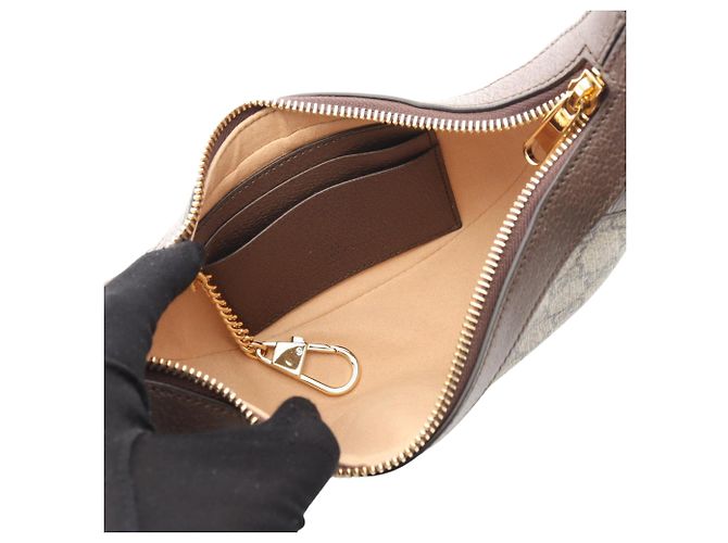 Bolso de Hombro Gucci Mini GG Supreme Web Ophidia Marrón Castaño Beige - vista 3