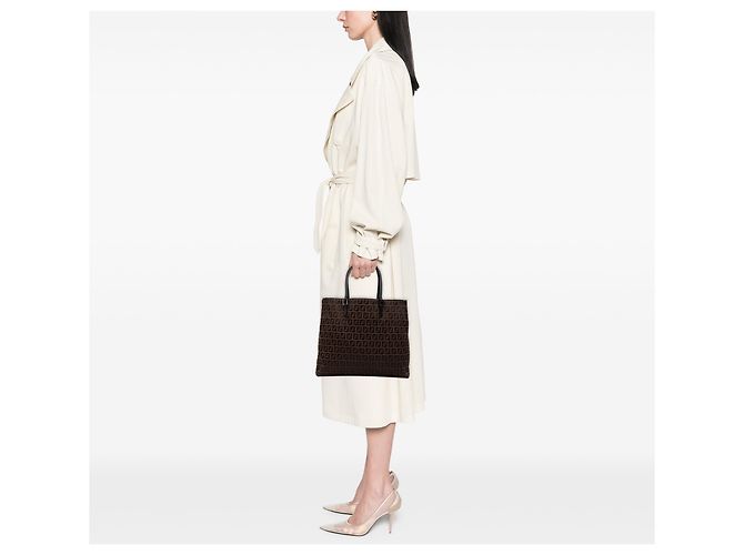 Fendi Braune Zucchino Canvas Tote Dunkelbraun - Ansicht 7