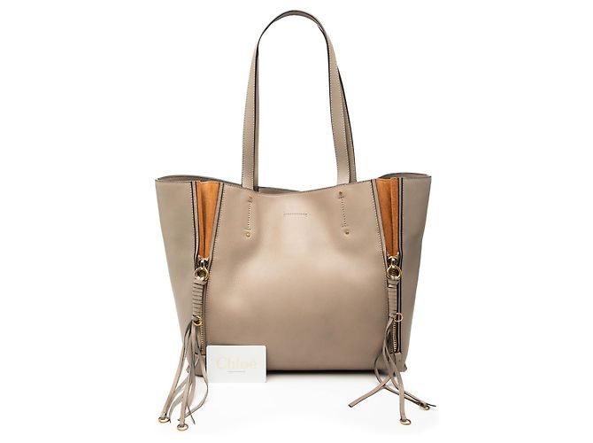 Sacola de compras Milo de couro bege grande Chloé - vista 8