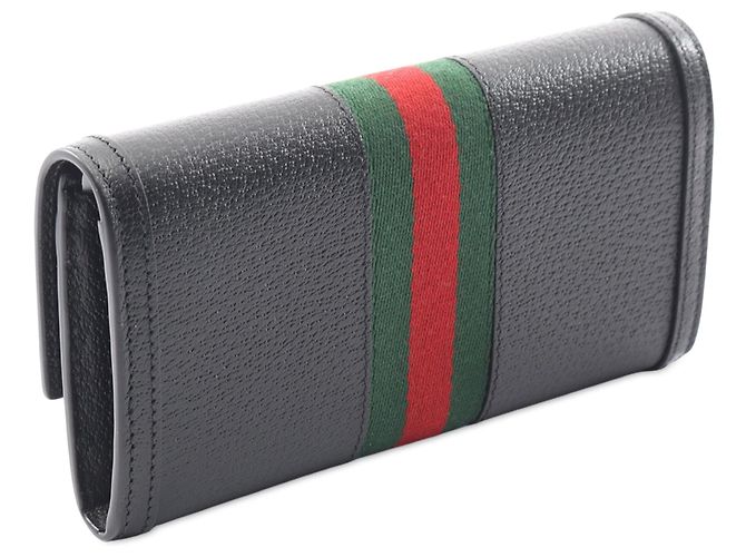 Gucci Black Leather Web Ophidia Long Wallet - view 2
