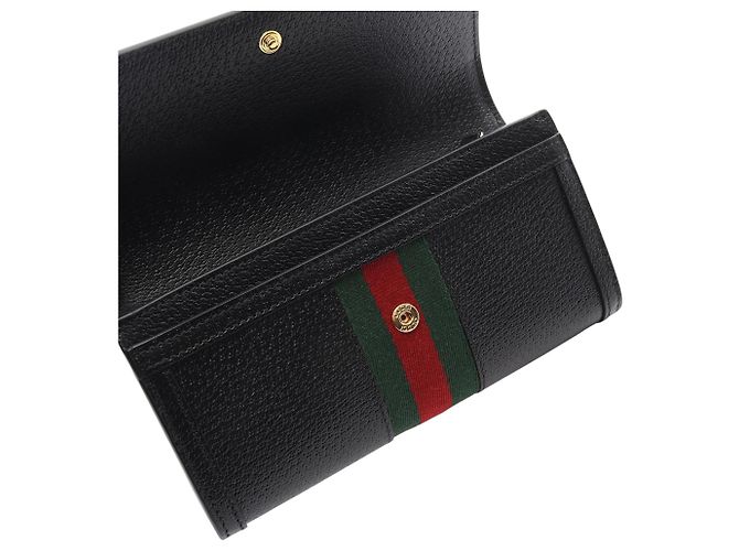 Gucci Black Leather Web Ophidia Long Wallet - view 4