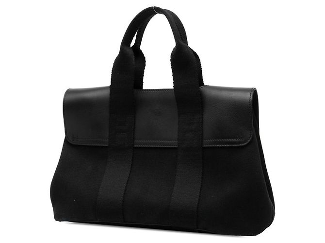 Borsa Hermès Valparaiso PM in pelle di tela chevron nera Nero - vista 2
