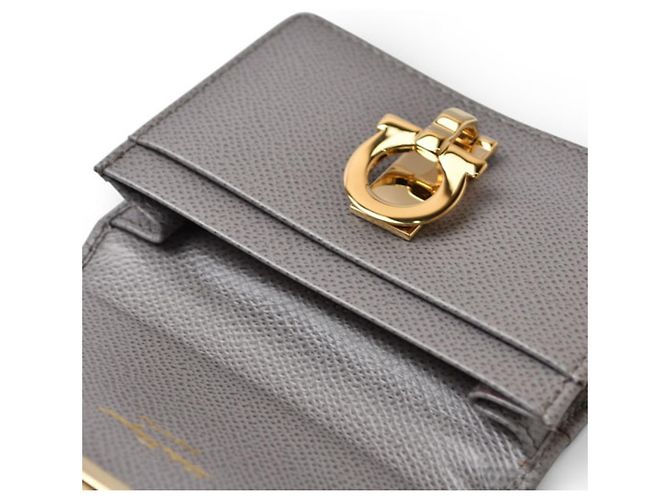 Tarjetero de cuero gris Salvatore Ferragamo Castaño - vista 10
