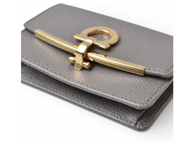 Tarjetero de cuero gris Salvatore Ferragamo Castaño - vista 11