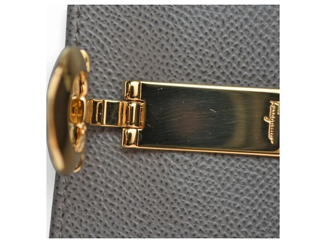 Tarjetero de cuero gris Salvatore Ferragamo Castaño - vista 7