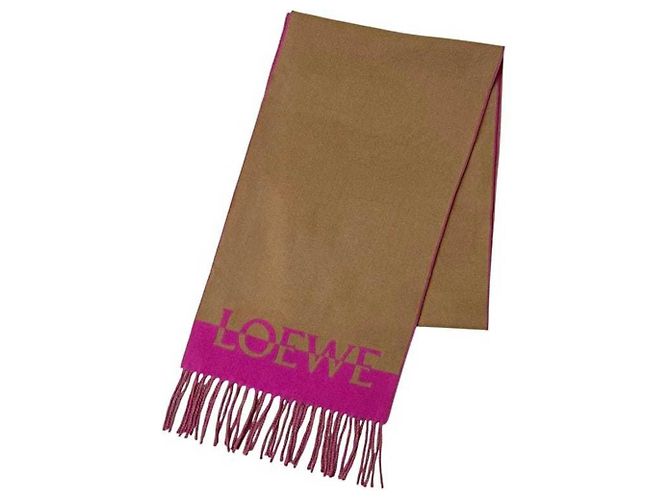 Sciarpa bicolore Loewe in lana e cashmere rosa beige - vista 2