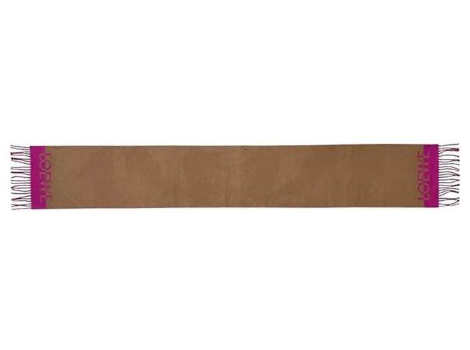 Sciarpa bicolore Loewe in lana e cashmere rosa beige - vista 3