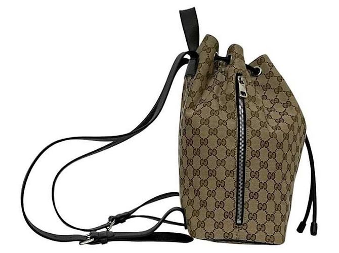Zaino in tela GG beige e marrone Gucci - vista 3