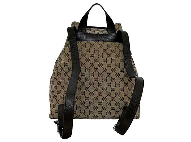 Zaino in tela GG beige e marrone Gucci - vista 4