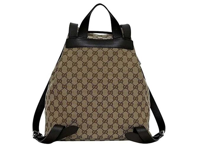 Zaino in tela GG beige e marrone Gucci - vista 5
