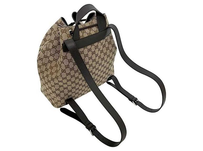Zaino in tela GG beige e marrone Gucci - vista 6