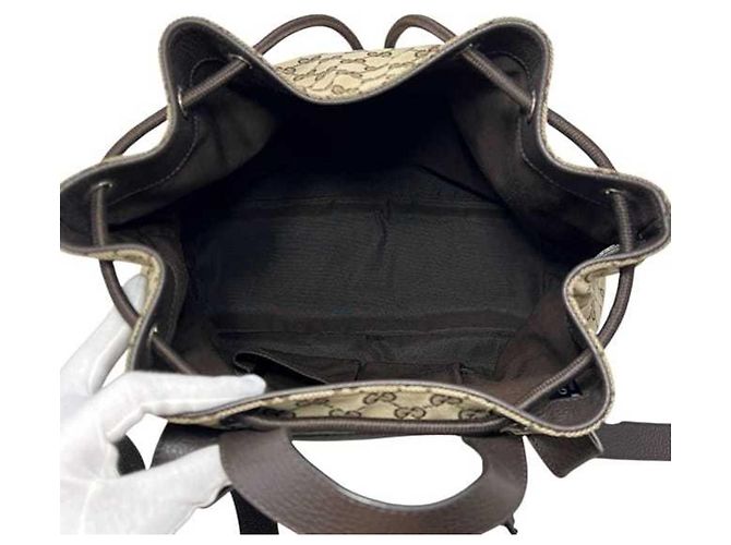 Zaino in tela GG beige e marrone Gucci - vista 7