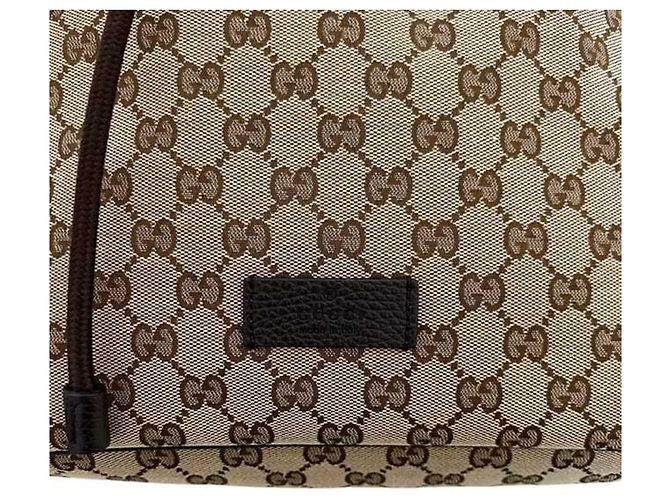 Zaino in tela GG beige e marrone Gucci - vista 9