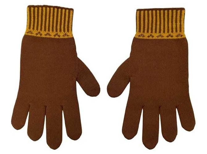 Guanti corti Loewe marroni e gialli Marrone Giallo - vista 3