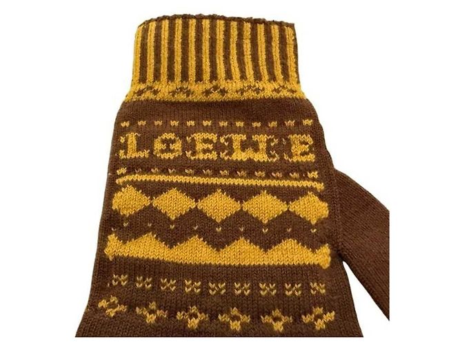 Guanti corti Loewe marroni e gialli Marrone Giallo - vista 4